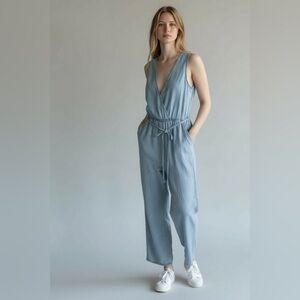Altar’d State Chambray Tencel Jumpsuit Small Sleeveless Tie Waist